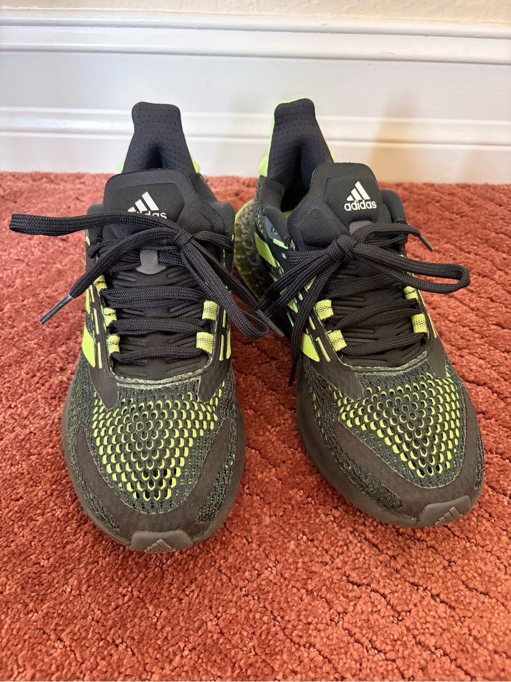 adidas Kids Black and Neon Green Athletic Sneakers
